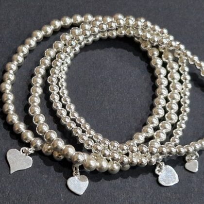 Sterling Silver Elasticated Bead Bracelets