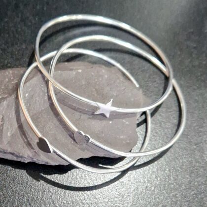 Sterling Silver Bangles with Charm shapes