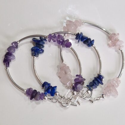 Sterling Silver and Semi-precious gemstone chip bracelets with clasps