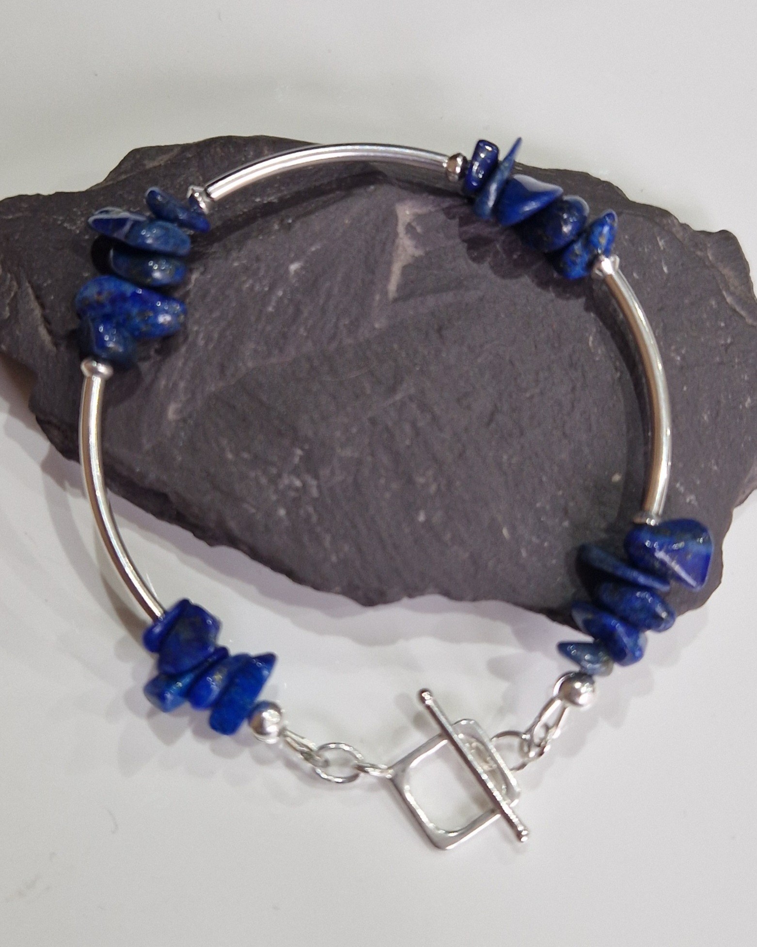 Sterling Silver and Semi-precious gemstone chip bracelets with clasps - Image 3