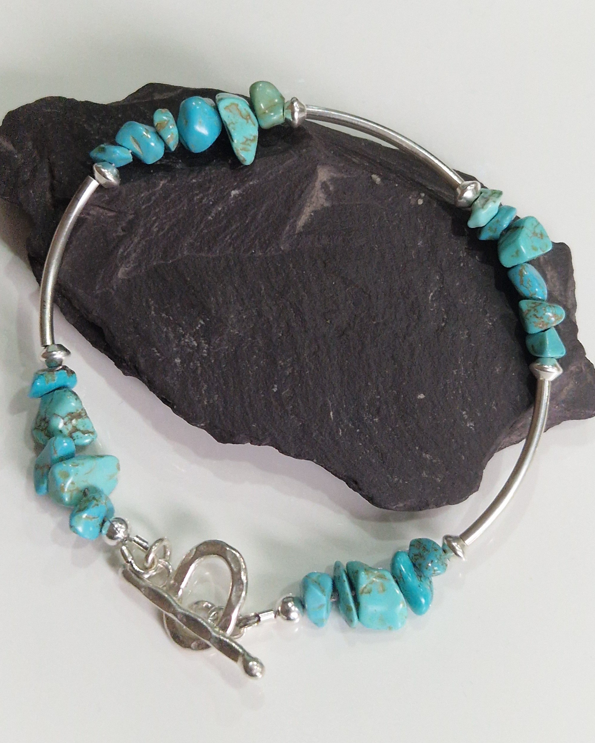 Sterling Silver and Semi-precious gemstone chip bracelets with clasps - Image 5