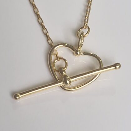 Gold Vermeil Heart T-bar Necklace