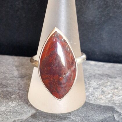 Statement Silver Ring - Red Jasper